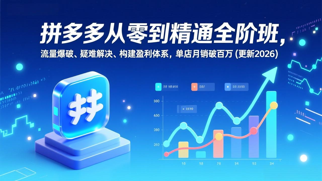 [国内电商]（17148期）拼多多从零到精通全阶班，流量爆破、疑难解决，构建盈利体系，单店月销破百万(更新2026)-第1张图片-智慧创业网