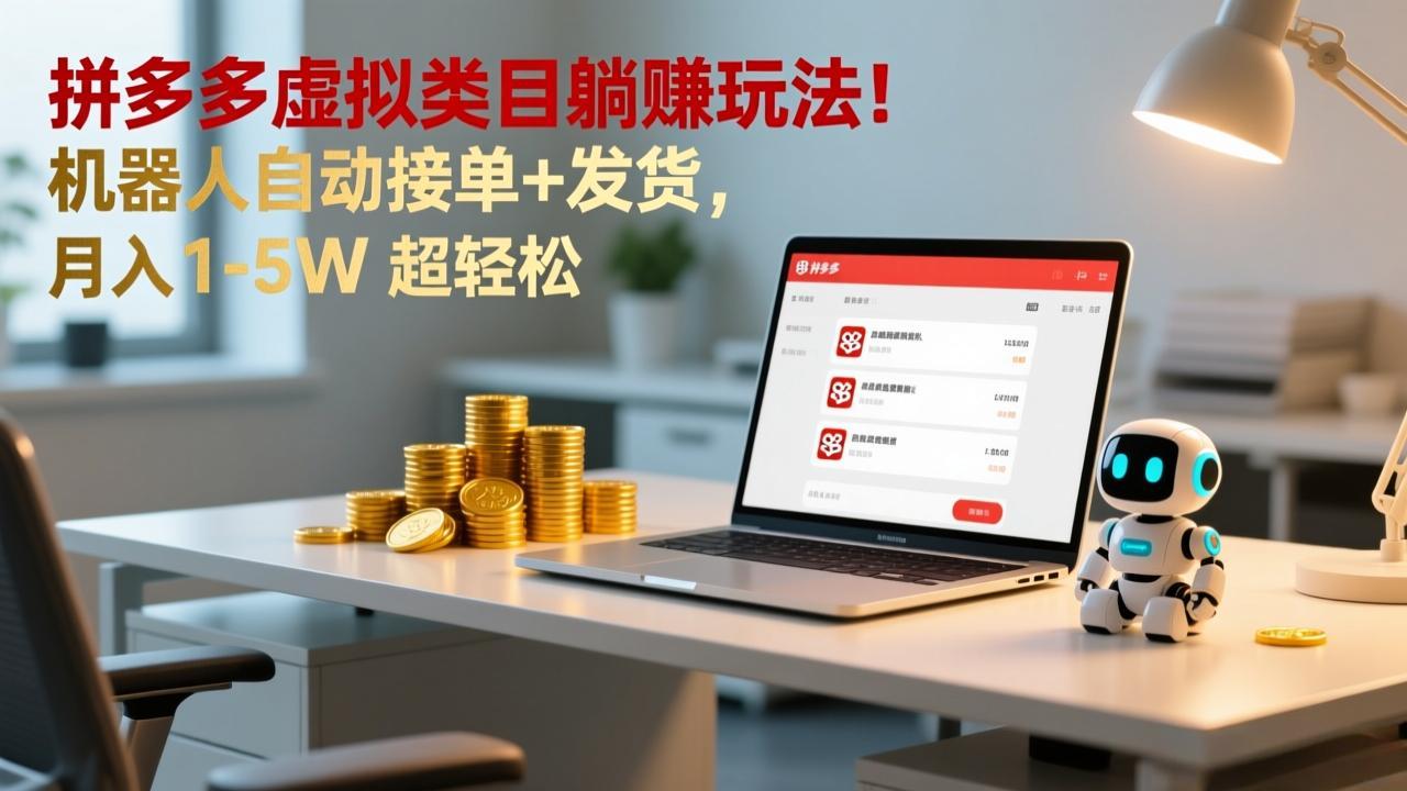 [虚拟项目]（17174期）多多虚拟类目躺赚玩法！机器人自动接单+发货，月入 1-5W 超轻松-第1张图片-智慧创业网