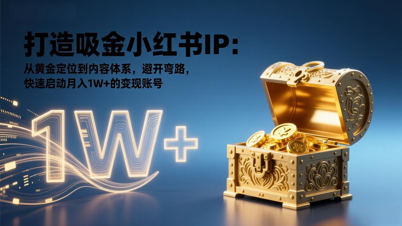 [小红书]（17227期）打造吸金小红书IP：从黄金定位到内容体系，避开弯路，快速启动月入1W+的变现账号
