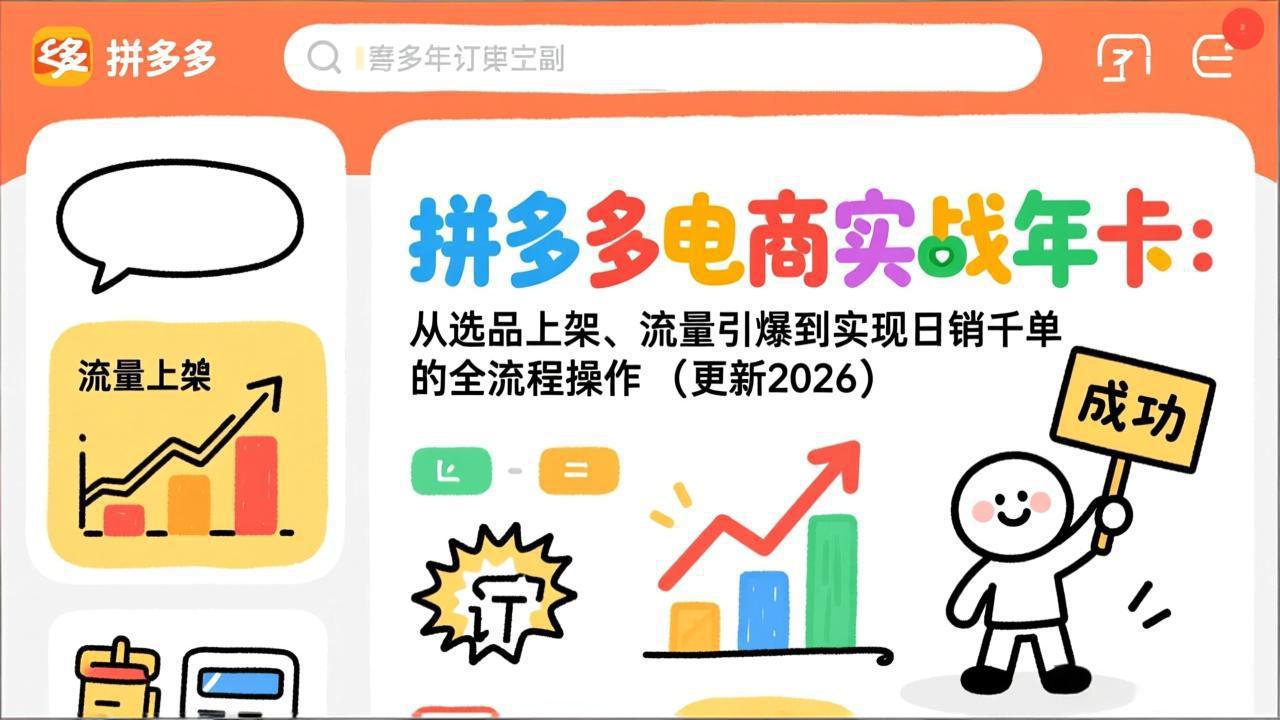 [国内电商]（17146期）拼多多电商实战年卡：从选品上架、流量引爆到实现日销千单的全流程操作（更新2026）-第1张图片-智慧创业网