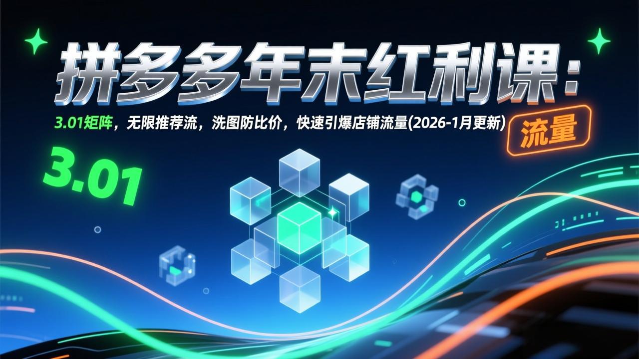 [国内电商]（17100期）拼多多年末红利课：3.01矩阵，无限推荐流，洗图防比价，快速引爆店铺流量(2026-1月更新)-第1张图片-智慧创业网