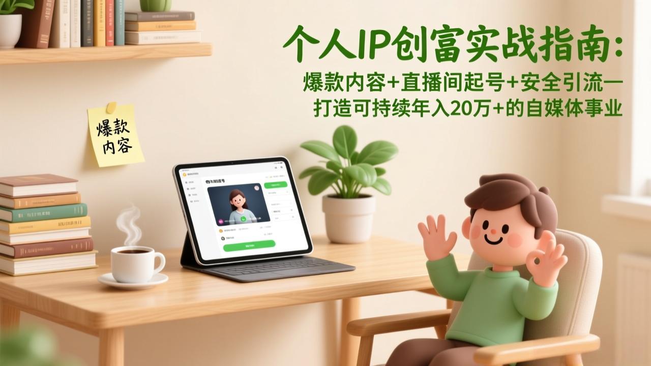 [新媒体]（17217期）个人IP创富实战指南：爆款内容+直播间起号+安全引流，打造可持续年入20万+的自媒体事业