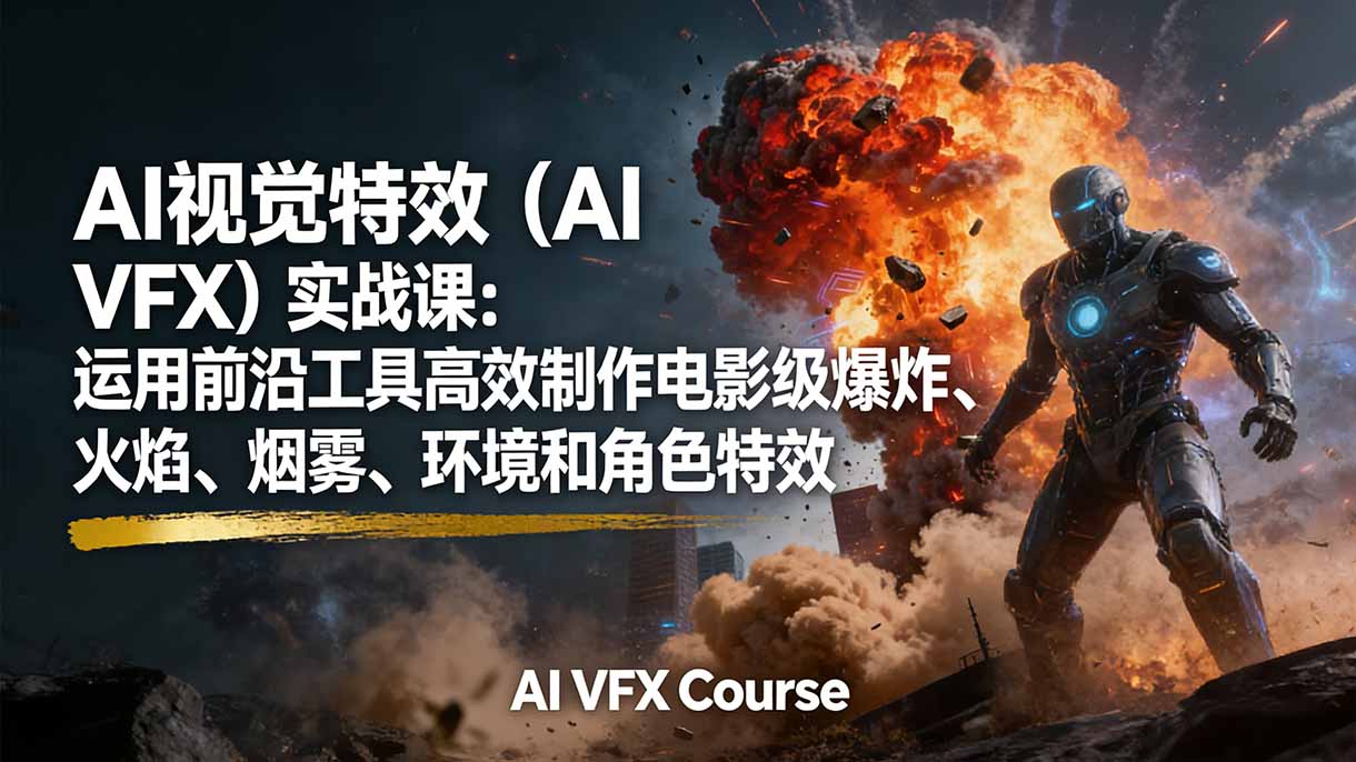 [虚拟项目]（17212期）AI视觉特效（AI VFX）实战课：运用前沿工具高效制作电影级爆炸、火焰、烟雾、环境和角色特效-第1张图片-智慧创业网