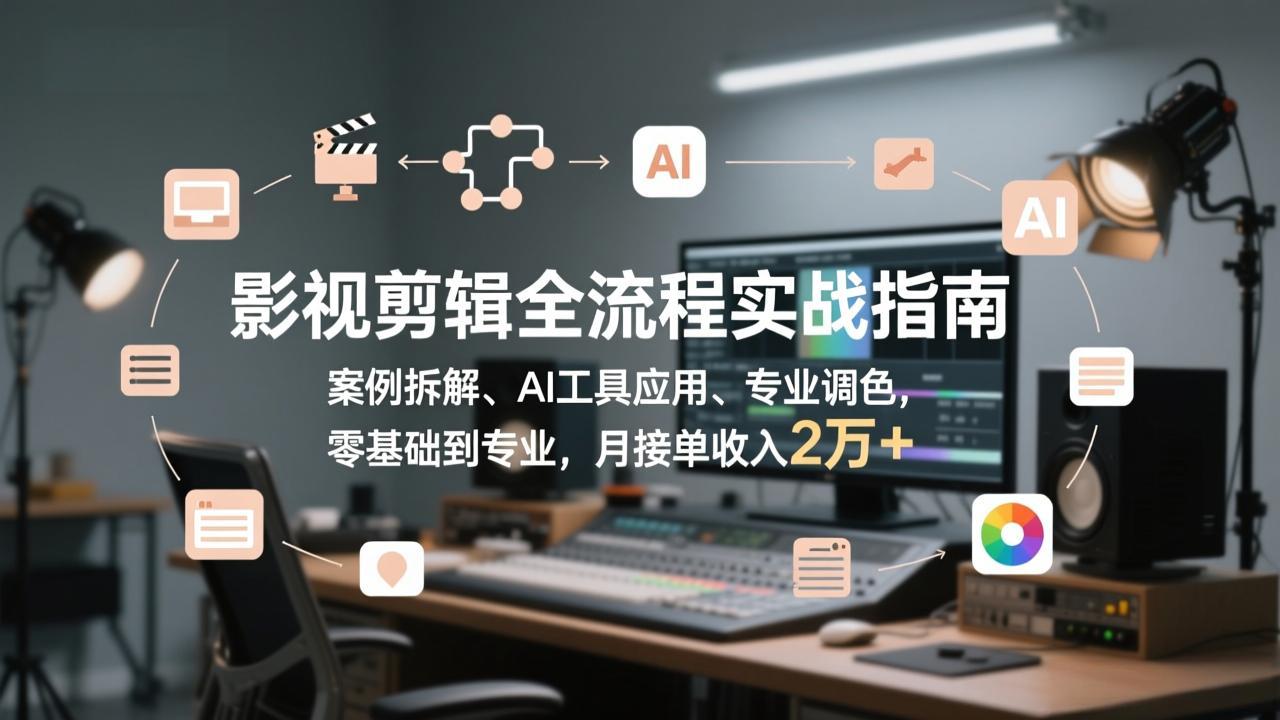 [短视频运营]（17338期）影视剪辑全流程实战指南，案例拆解、AI工具应用、专业调色，零基础到专业，月接单收入2万+