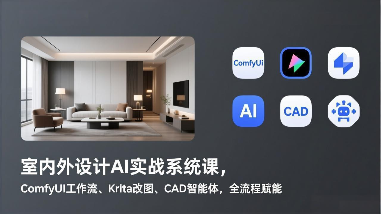 [人工智能]（17371期）室内外设计AI实战系统课，ComfyUI工作流、Krita改图、CAD智能体，全流程赋能-第1张图片-智慧创业网