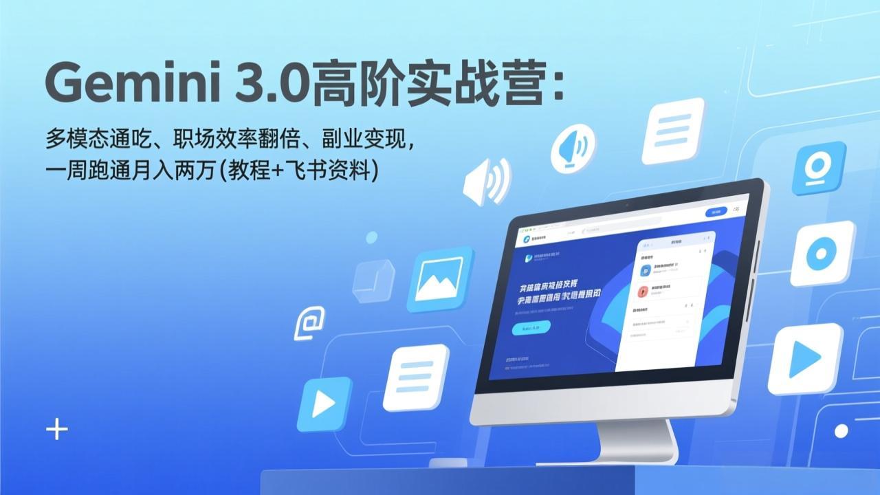 [人工智能]（17386期）Gemini 3.0高阶实战营：多模态通吃、职场效率翻倍、副业变现，一周跑通月入两万(教程+飞书资料)-第1张图片-智慧创业网