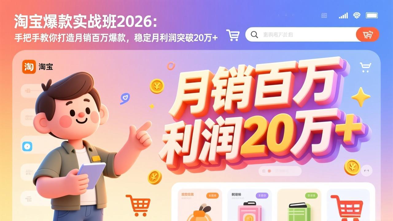 [国内电商]（17401期）淘宝爆款实战班-2026年2月更新：手把手教你打造月销百万爆款，稳定月利润突破20万+-第1张图片-智慧创业网