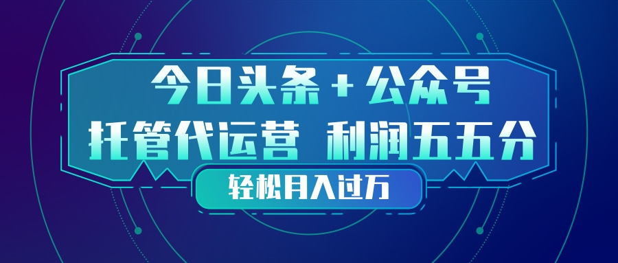 [虚拟项目]（17617期）头条加公众号 托管代运营 利润分成模式 轻松月入过万-第1张图片-智慧创业网