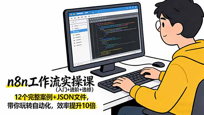 [人工智能]（17615期）n8n工作流实操课（入门+进阶+选修）12个完整案例+JSON文件，带你玩转自动化，效率提升10倍-第1张图片-智慧创业网