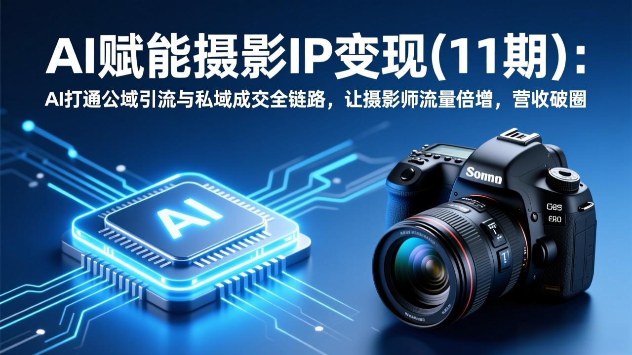 [短视频运营]（17558期）AI赋能摄影IP变现(11期)：AI打通公域引流与私域成交全链路，让摄影师流量倍增，营收破圈