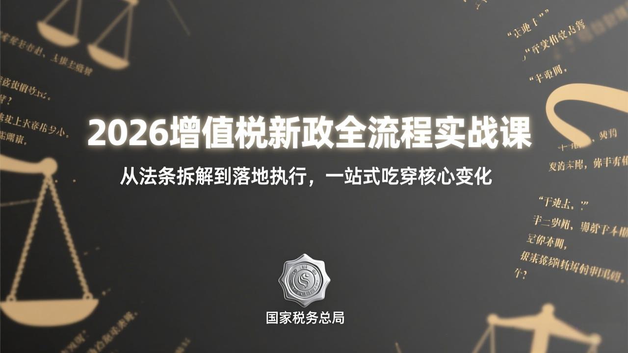 [创业项目]（17529期）2026增值税新政全流程实战课：从法条拆解到落地执行，一站式吃透核心变化-第1张图片-智慧创业网
