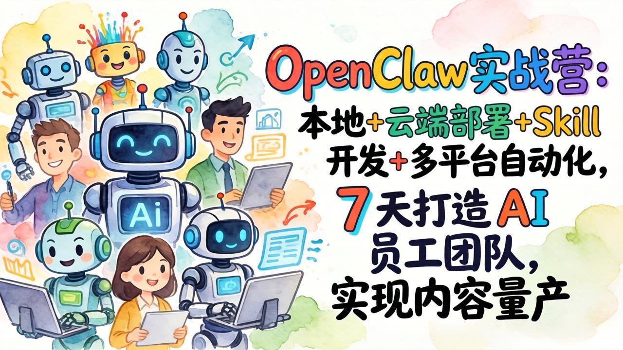 [人工智能]（17626期）OpenClaw实战营：本地+云端部署+Skill开发+多平台自动化，7 天打造 AI 员工团队，实现内容量产-第1张图片-智慧创业网