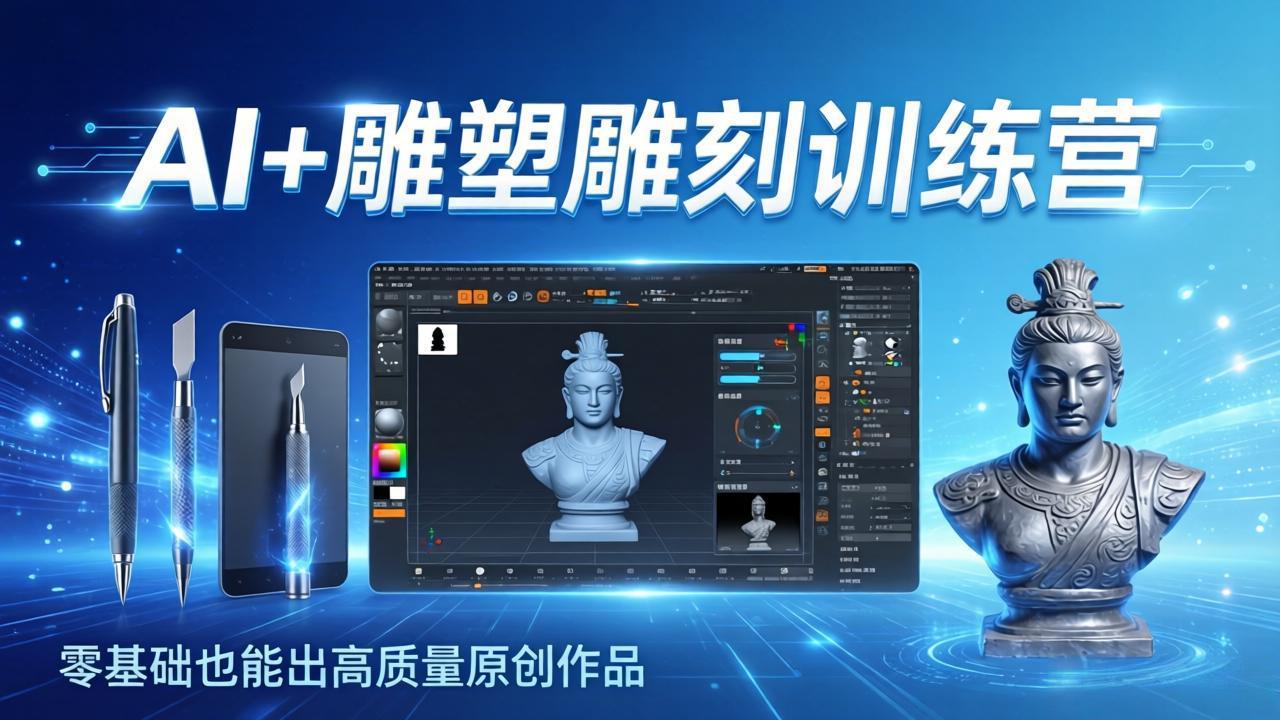 [人工智能]（17651期）AI+雕塑雕刻训练营：从AI创作、大模型训练到3D雕刻 + 渲染，零基础也能出高质量原创作品-第1张图片-智慧创业网