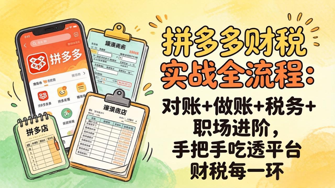 [国内电商]（17678期）拼多多财税实操全流程：对账+做账+税务+职场进阶，手把手吃透平台财税每一环-第1张图片-智慧创业网