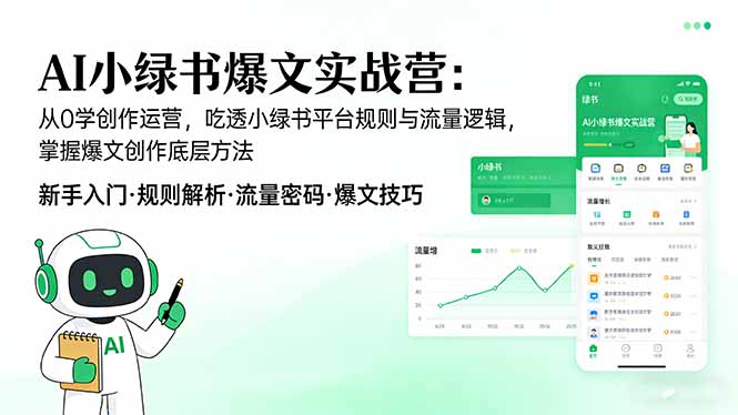 [公众号]（17670期）AI 小绿书爆文实战营：从0学创作运营，吃透小绿书平台规则与流量逻辑，掌握爆文创作底层方法