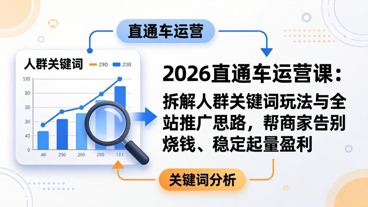 [国内电商]（17898期）2026直通车运营课：拆解人群关键词玩法与全站推广思路，帮商家告别烧钱、稳定起量盈利