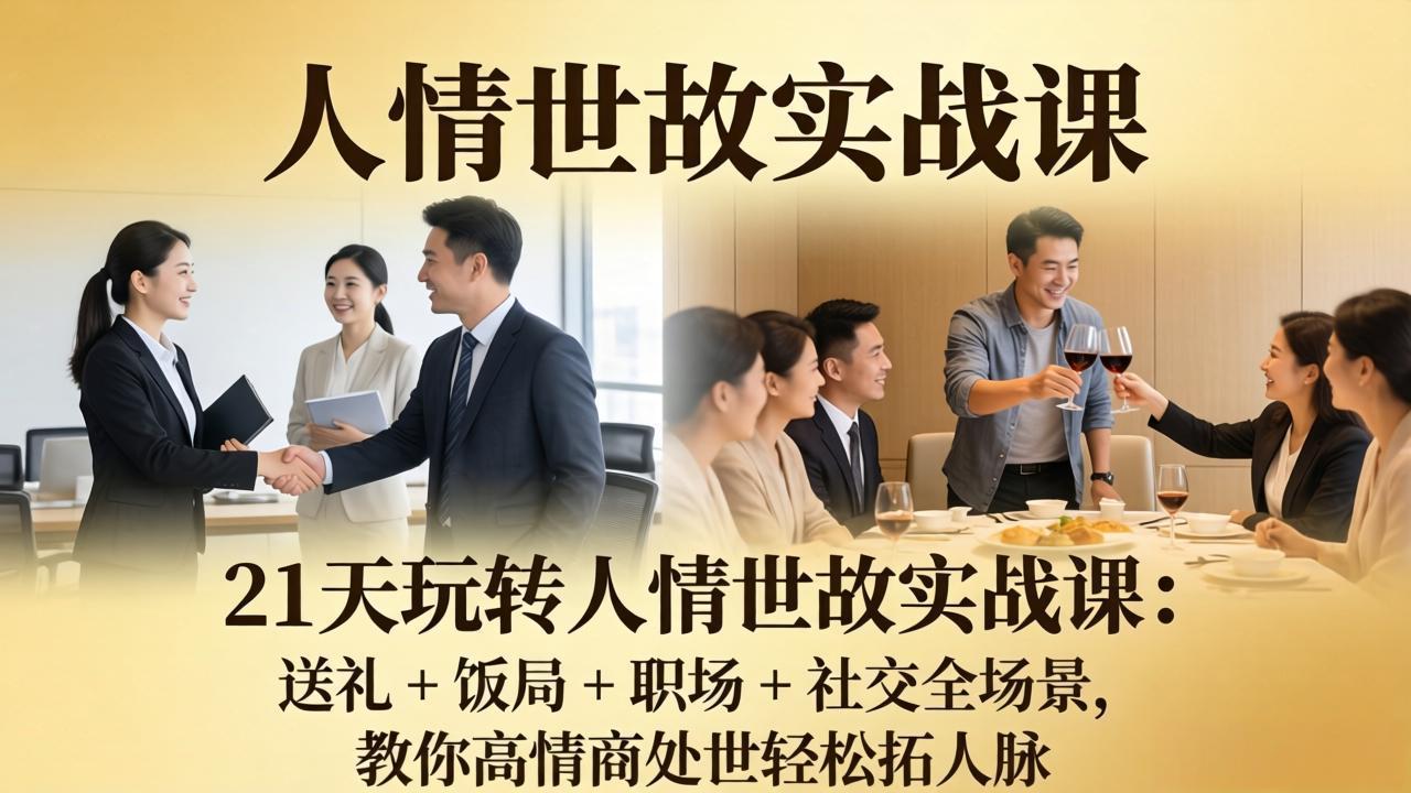 [营销-成交]（17968期）21 天玩转人情世故实战课：送礼 + 饭局 + 职场 + 社交全场景，教你高情商处世轻松拓人脉