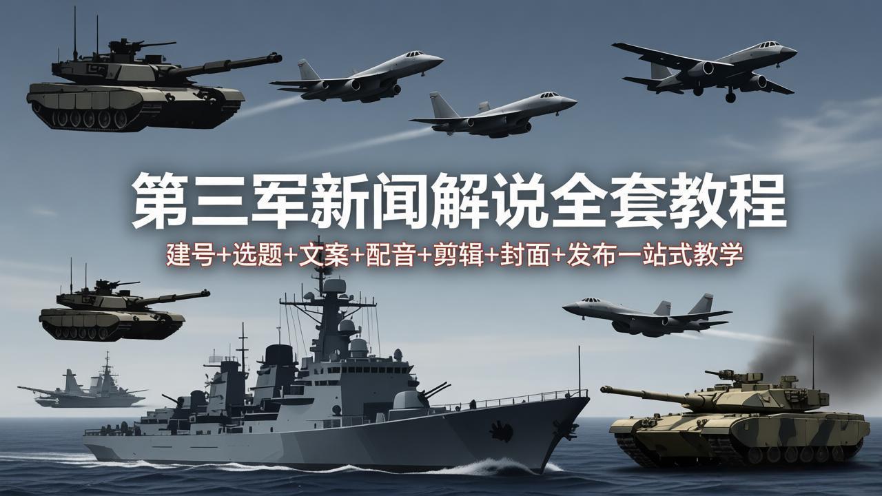 [短视频运营]（18081期）第三军迷新闻解说全套教程：建号+选题+文案+配音+剪辑+封面+发布一站式教学