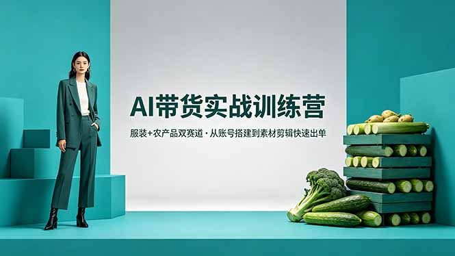 [短视频运营]（18355期）AI带货实战训练营，服装+农产品双赛道，从账号搭建到素材剪辑快速出单