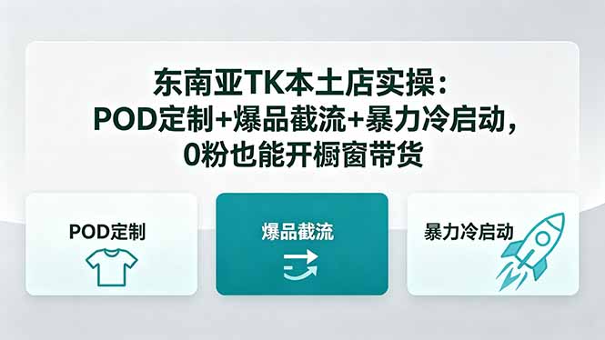 [跨境电商]（18488期）东南亚TK本土店实操-5月更新：POD定制+爆品截流+暴力冷启动，0粉也能开橱窗带货-第1张图片-智慧创业网