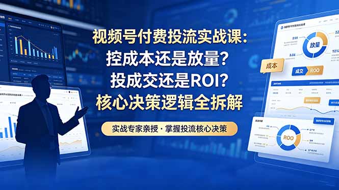 [短视频运营]（18462期）视频号付费投流实战课-5月：控成本还是放量？投成交还是ROI？核心决策逻辑全拆解