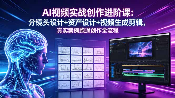 [短视频运营]（18596期）AI视频实战创作进阶课：分镜头设计+资产设计+视频生成剪辑，真实案例跑通创作全流程