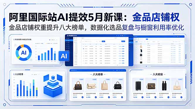 [跨境电商]（18556期）阿里国际站AI提效5月新课：金品店铺权重提升八大榜单，数据化选品复盘与橱窗利用率优化-第1张图片-智慧创业网