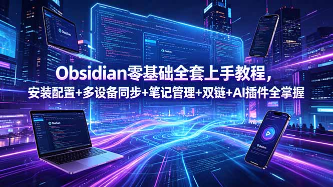 [AI人工智能]（18797期）Obsidian零基础全套上手教程，安装配置+多设备同步+笔记管理+双链+AI插件全掌握-第1张图片-智慧创业网