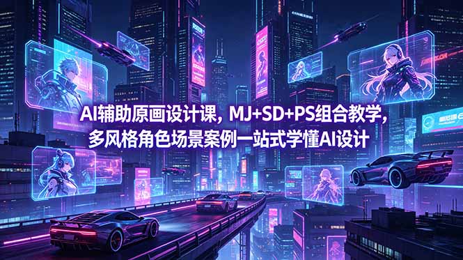 [设计教程]（18731期）AI辅助原画设计课，MJ+SD+PS组合教学，多风格角色场景案例一站式学懂AI设计-第1张图片-智慧创业网