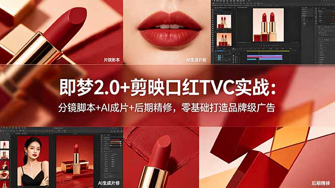 [AI人工智能]（18729期）即梦2.0+剪映口红TVC实战：分镜脚本+AI成片+后期精修，零基础打造品牌级广告-第1张图片-智慧创业网