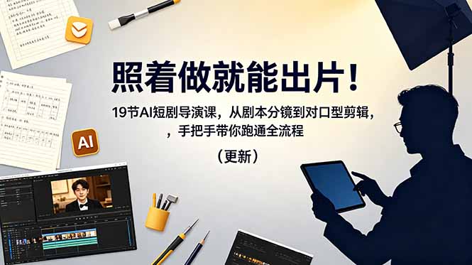 [AI人工智能]（18694期）照着做就能出片！19节AI短剧导演课，从剧本分镜到对口型剪辑，手把手带你跑通全流程（更新）-第1张图片-智慧创业网