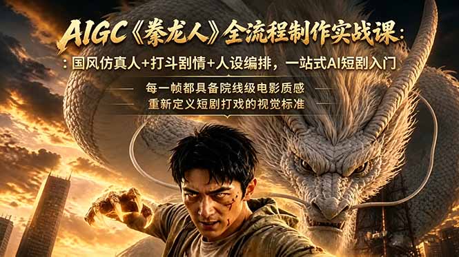 [AI人工智能]（18849期）AIGC《豢龙人》全流程制作实战课：国风仿真人+打斗剧情+人设编排，一站式AI短剧入门-第1张图片-智慧创业网