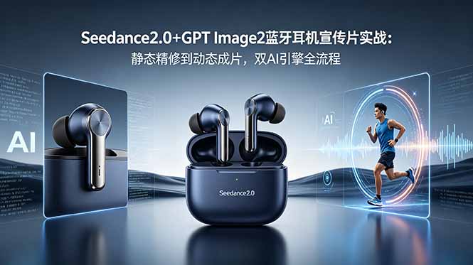 [AI人工智能]（18730期）Seedance2.0+GPT Image2蓝牙耳机宣传片实战：静态精修到动态成片，双AI引擎全流程-第1张图片-智慧创业网