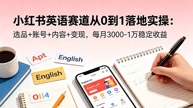 [小红书]（18771期）小红书英语赛道从0到1落地实操：选品+账号+内容+变现，每月3000-1万稳定收益