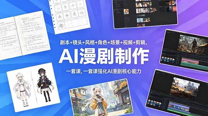 [AI人工智能]（18734期）剧本+镜头+风格+角色+场景+视频+剪辑，一套课强化AI漫剧核心能力-第1张图片-智慧创业网