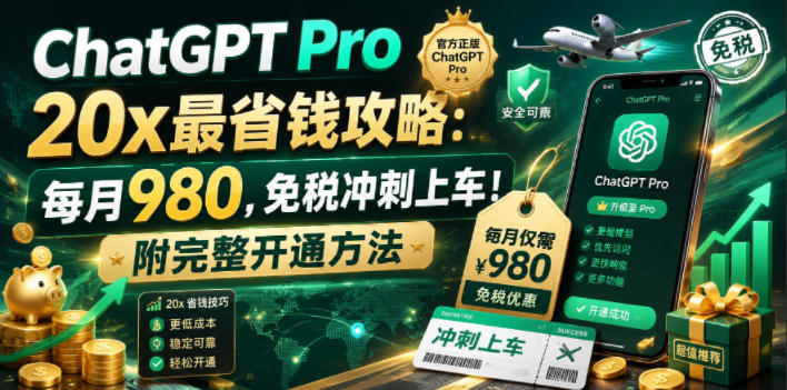 [虚拟项目]（18790期）ChatGPT Pro 20x 最省钱攻略：每月980，免税冲刺上车！附完整开通方法-第1张图片-智慧创业网