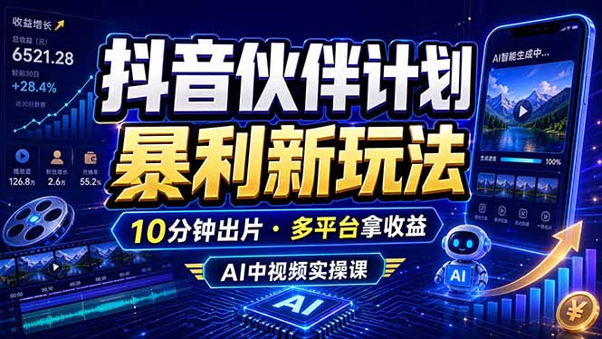 [虚拟项目]（18869期）抖音伙伴计划最新玩法，无需配音剪辑，10分钟出一条原创视频，轻松日入三位数-第1张图片-智慧创业网