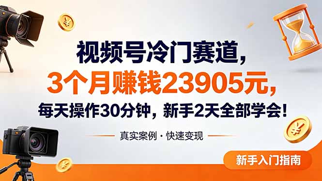 [直播玩法]（18799期）视频号冷门赛道，3个月变现23905元，新手2天学会 每天操作30分钟！-第1张图片-智慧创业网