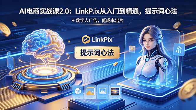 [国内电商]（18655期）AI 电商实战课2.0｜LinkPix 从入门到精通，提示词心法 + 数字人广告，低成本出片