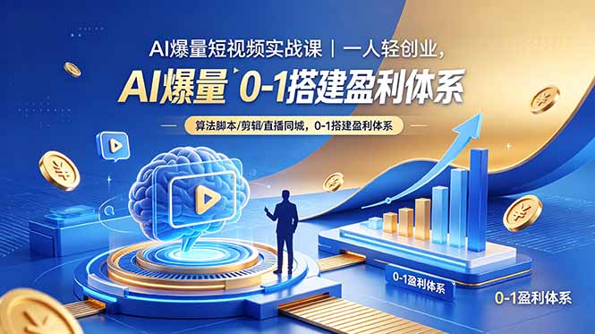 [短视频运营]（18652期）AI爆量短视频实战课｜一人轻创业，算法脚本剪辑直播同城，0-1搭建盈利体系