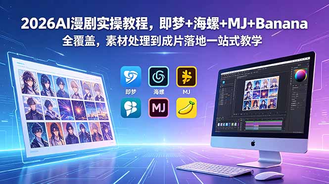 [AI人工智能]（18774期）2026AI漫剧实操教程，即梦+海螺+MJ+Banana全覆盖，素材处理到成片落地一站式教学-第1张图片-智慧创业网
