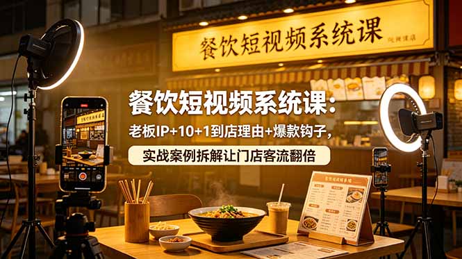 [创业项目]（18712期）餐饮短视频系统课：老板IP+10+1到店理由+爆款钩子，实战案例拆解让门店客流翻倍-第1张图片-智慧创业网