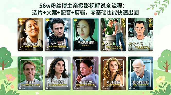 [短视频运营]（18579期）56万粉丝博主亲授影视解说全流程：选片+文案+配音+剪辑，零基础也能快速出圈