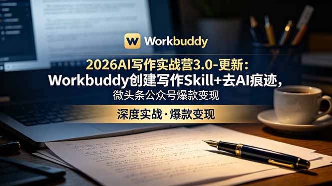 [文案写作]（18995期）2026AI写作实战营3.0-更新：Workbuddy创建写作Skill+去AI痕迹，微头条公众号爆款变现