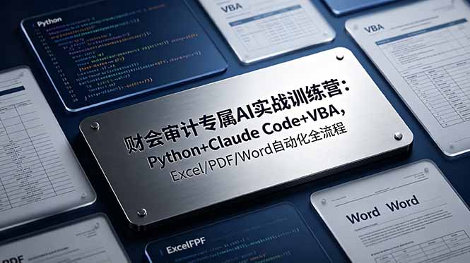 [AI人工智能]（19028期）财会审计专属 AI实战训练营：Python+Claude Code+VBA，Excel/PDF/Word自动化全流程