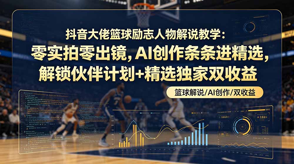[短视频运营]（19048期）抖音大佬篮球励志人物解说教学：零实拍零出镜，AI创作条条进精选，解锁伙伴计划+精选独家双收益