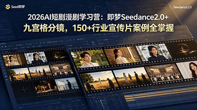 [AI人工智能]（19055期）2026AI短剧漫剧学习营：即梦Seedance2.0+九宫格分镜，150+行业宣传片案例全掌握-第1张图片-智慧创业网