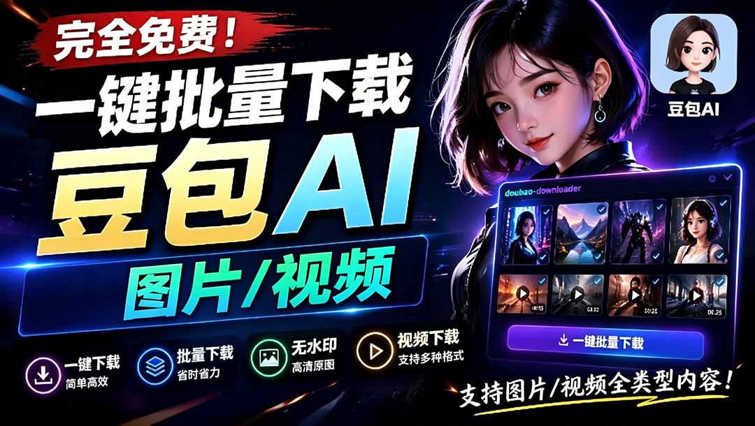 [其它资料]（19107期）Github最新发布！一键批量下载豆包AI无水印图片/视频，简单易用，自动解析提示词，doubao-downloader-第1张图片-智慧创业网