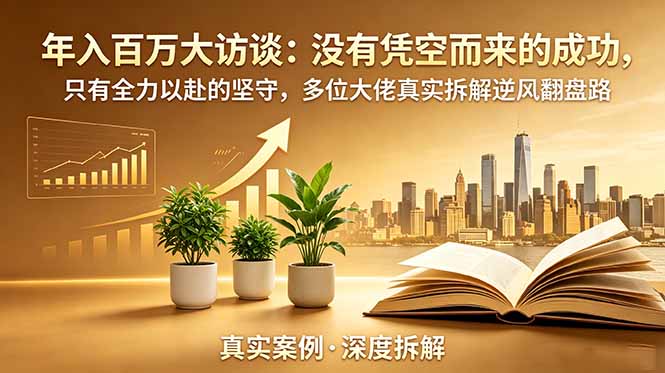 [创业项目]（19099期）年入百万大访谈-更新：没有凭空而来的成功，只有全力以赴的坚守，多位大佬真实拆解逆风翻盘路-第1张图片-智慧创业网
