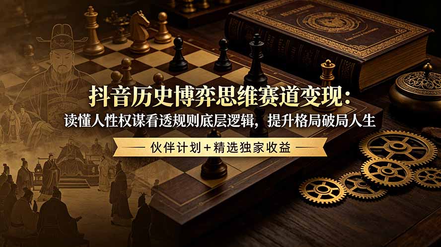 [短视频运营]（19116期）抖音历史博弈思维赛道变现：读懂人性权谋看透规则底层逻辑，提升格局破局人生，伙伴计划+精选独家收益-第1张图片-智慧创业网